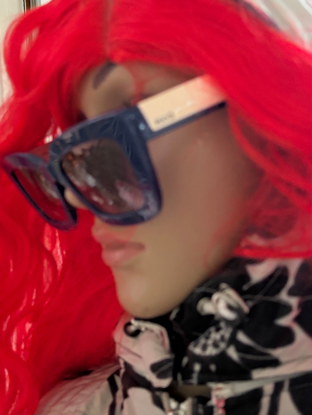 Emilio Pucci Navy Square Sunglasses with Cream Temples